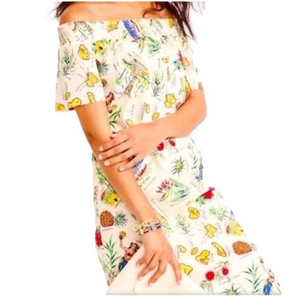J. Crew Dresses & Skirts - J Crew Hawaiian Print Cotton Shift Dress Size 0 Ivory Multi Color